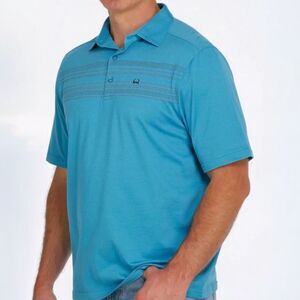 Cinch ArenaFlex Polo Shirt Mens XXL Blue Black Print Performance Stretch